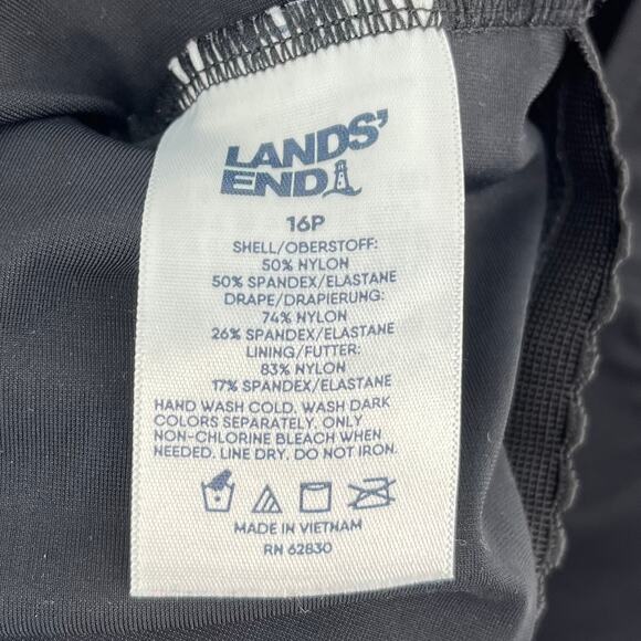 Lands' End Women's 16P Black Slender Suit Wrap One Piece Swimsuit - Picture 5 of 5